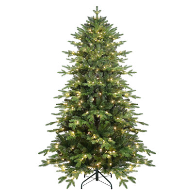 Christmas Tree with Hinged Branch Design, Realistic Needles, Pre - Strung Lights, Sturdy Stand for Easy Assembly and Festive Decor