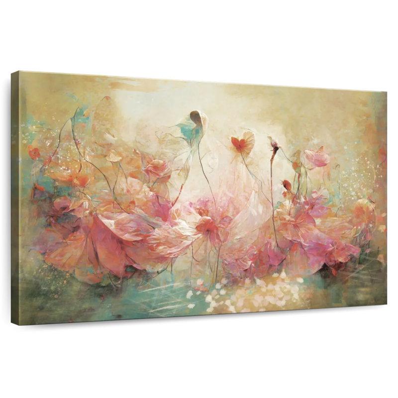 Fleurs abstraites éthérées, H 16 po x l 24 po