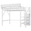 Structure de lit mezzanine simple avec escalier, tablettes et placard, métal blanc-28769725-28769723