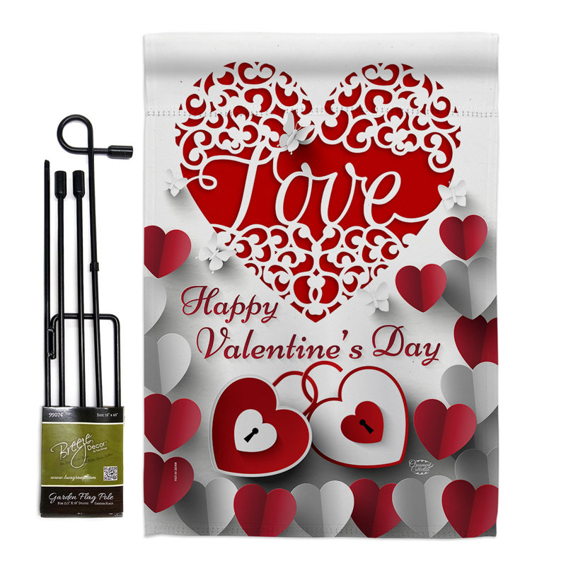 Ensemble de drapeaux en polyester 18 po x 13 po Valentines