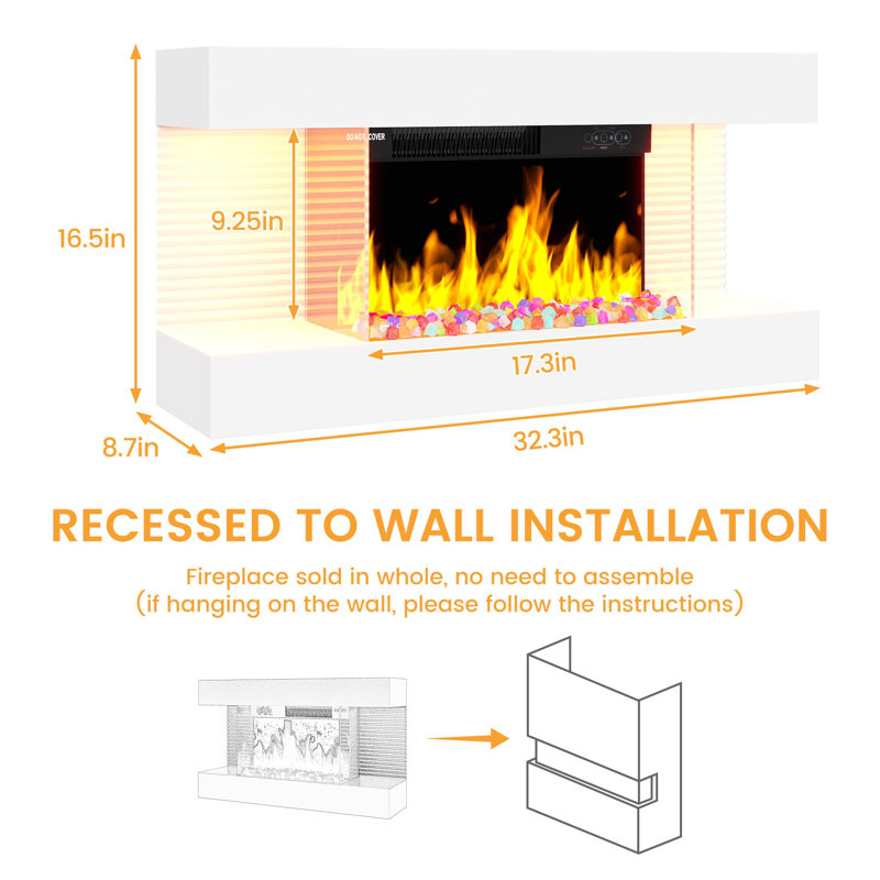 Electric Fireplace, White
