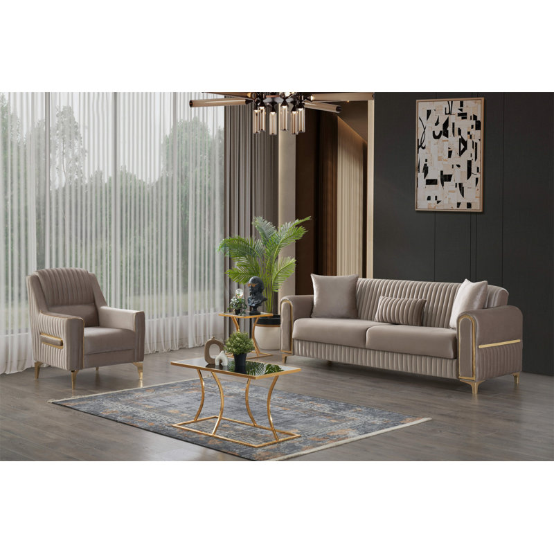 Luxueuse chaise rembourrée en velours de fabrication robuste en bois et en fer, Taupe