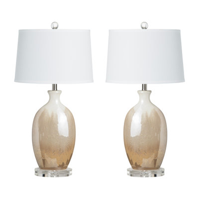 30" Crystal Table Lamp With White Shade