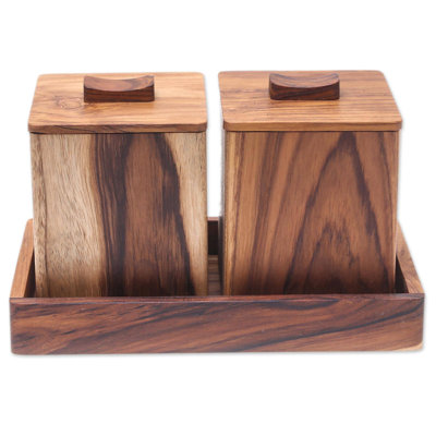 Ensemble de boîte décorative 2 pièces teck trésor Remmy