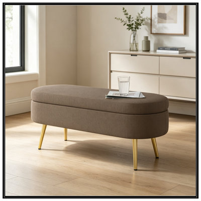 Banc de rangement ovale avec pieds en métal