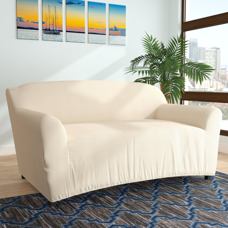 Housse pour causeuse à coussins carrés, Beige, H 27,5 po x l 47,24 po x P 96,5 po