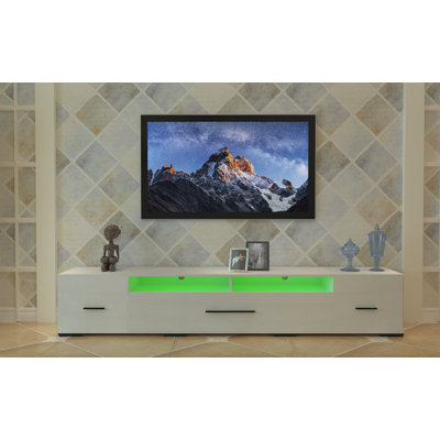 Meuble télé avec armoires de rangement, télécommande, 31 modes de lumières