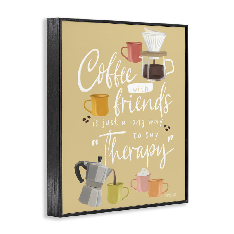 Café avec amis, art giclée encadré, design par House Fenway, Giclée encadrée noir minuit, H 14 po x l 11 po
