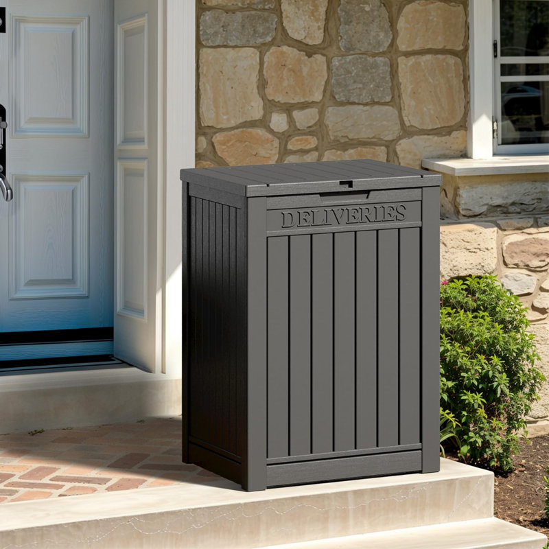 Boîte de rangement 48 gallons avec grande boîte de terrasse extérieure imperméable et verrouillable à double paroi, boîte de livraison pour le porche