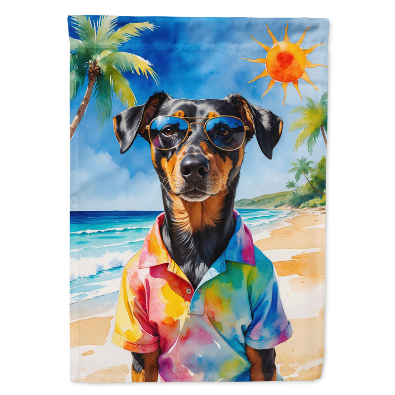 Bouvier bernois avec drapeau de jardin, Doberman Pinscher Summer