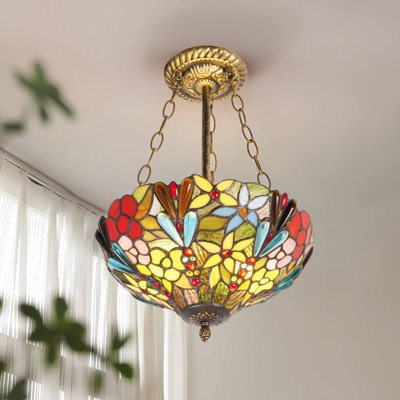 Masek Rustic Tiffany Chandelier (E26×2 Warm Light Included)