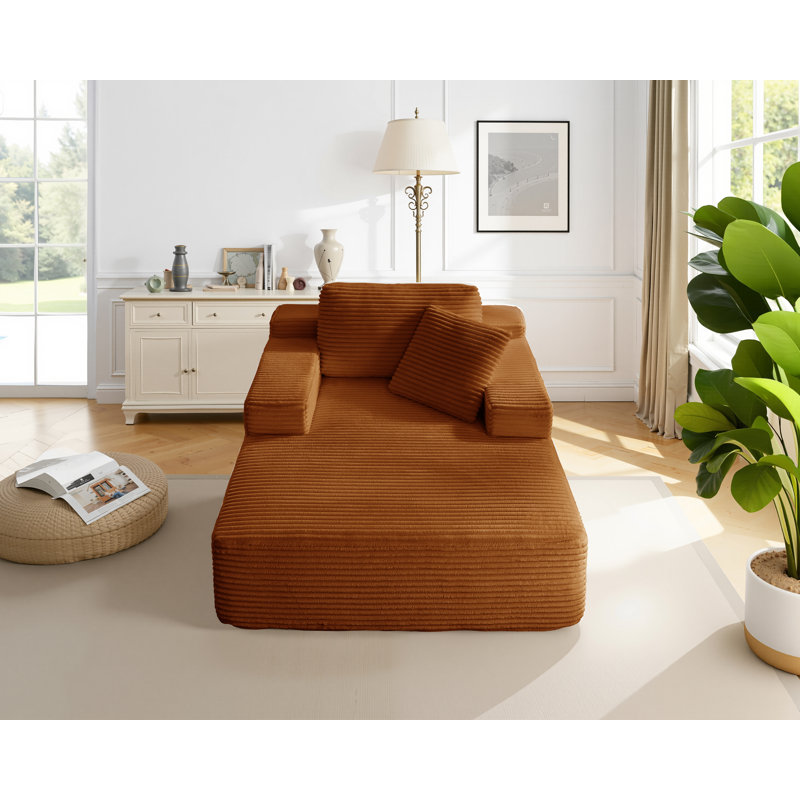 Boneless Oversized Corduroy Single Seat Boneless Couch, Orange