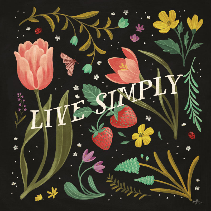 Spring Botanical VI Black by Janelle Penner - Wrapped Canvas Print, 36" H x 36" W x 1.25" D