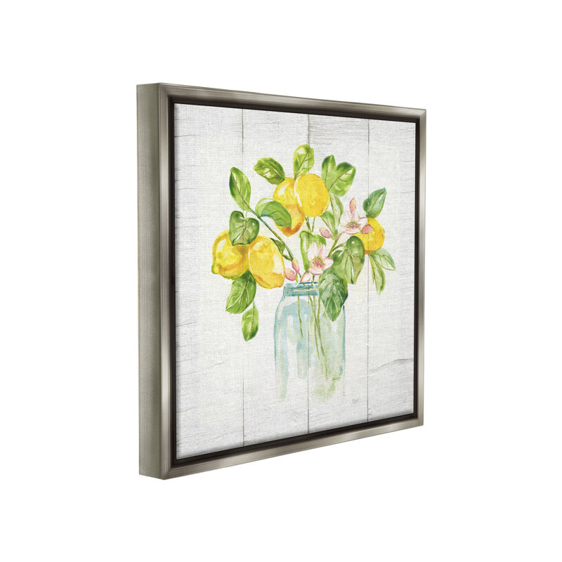 «Lemon Blossom Bouquet» par Nan sur, Cadre flottant gris lustré, H 18 po x l 18 po