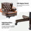 Heeg Genuine Leather Swivel And Rocking Office Chair With Solid Wood Base-108582111