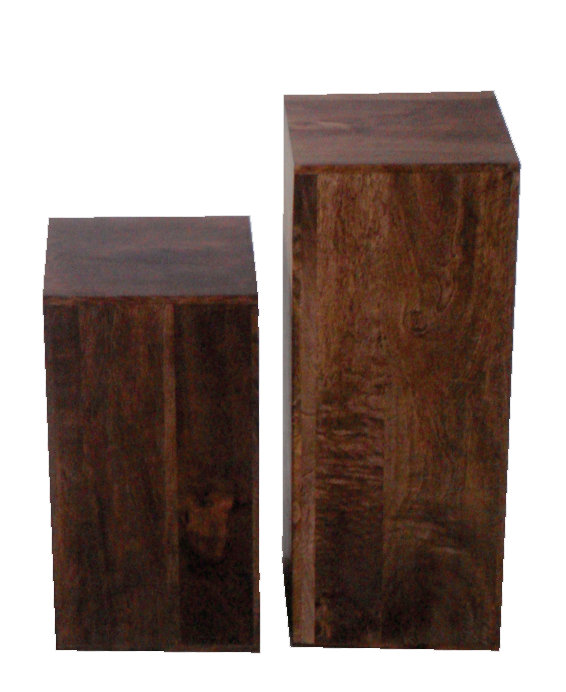 Munnar Solid Wood Trestle Nesting Tables, Dark Mango