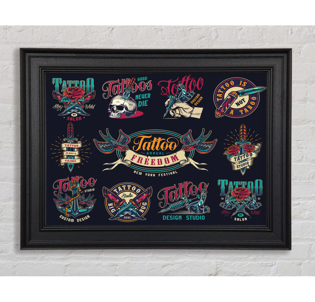 Tattoo Flash Art Studio Gerahmter Druck