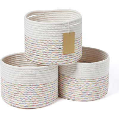 Small Storage Basket For Organizing, Cube Shelf Closet Storage Baskets ,Round 3 Packs