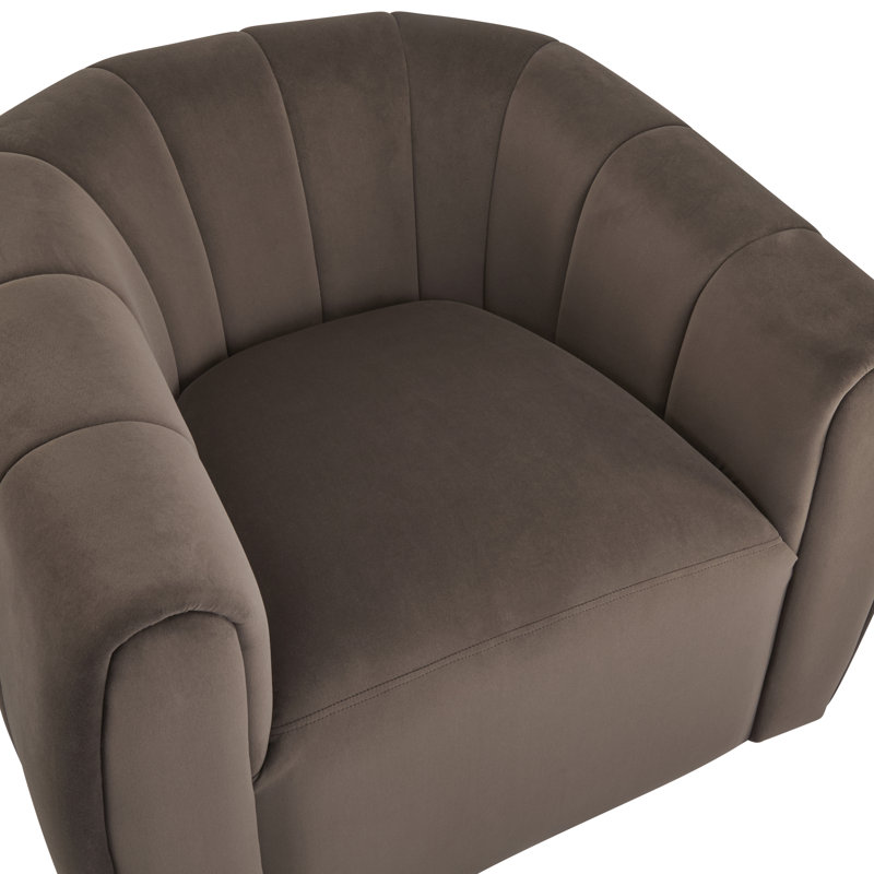 Maravilla Upholstered Swivel Barrel Chair, Dark Brown Velvet