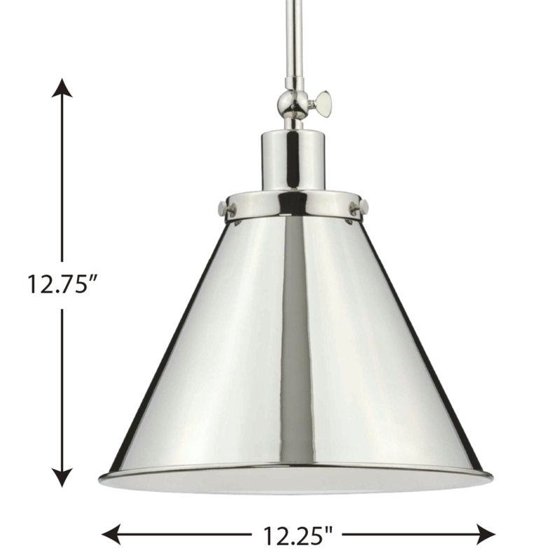Luminaire suspendu conique 1 lumière, Nickel poli