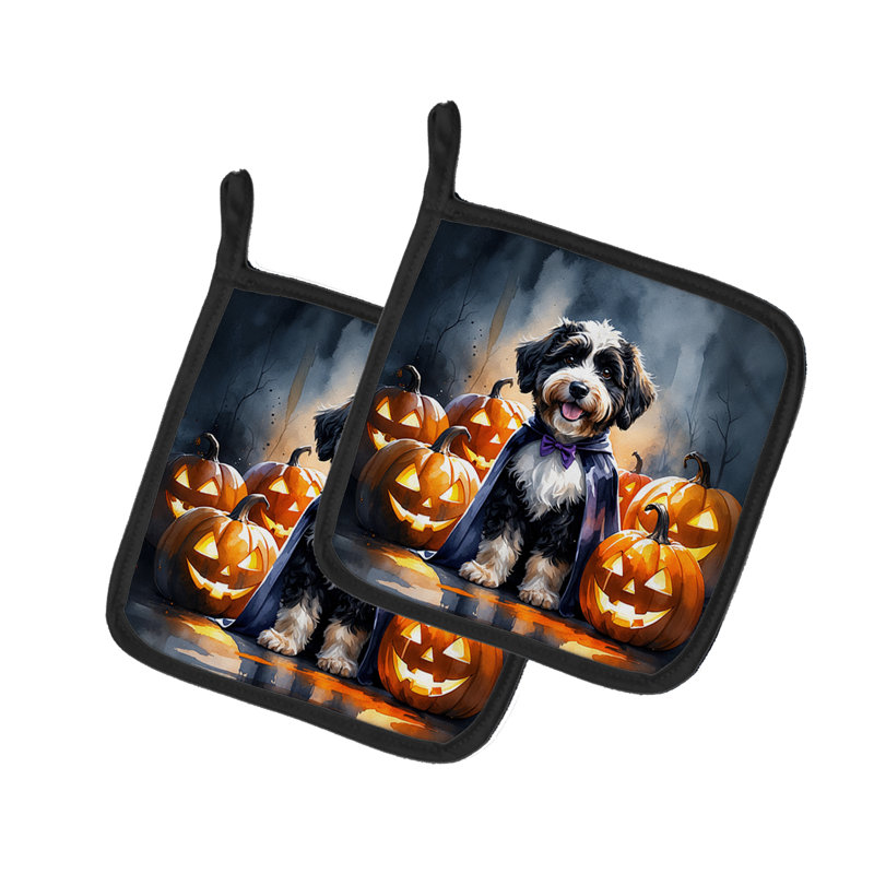 Paire de porte-casseroles Bernedoodle Puppy Halloween