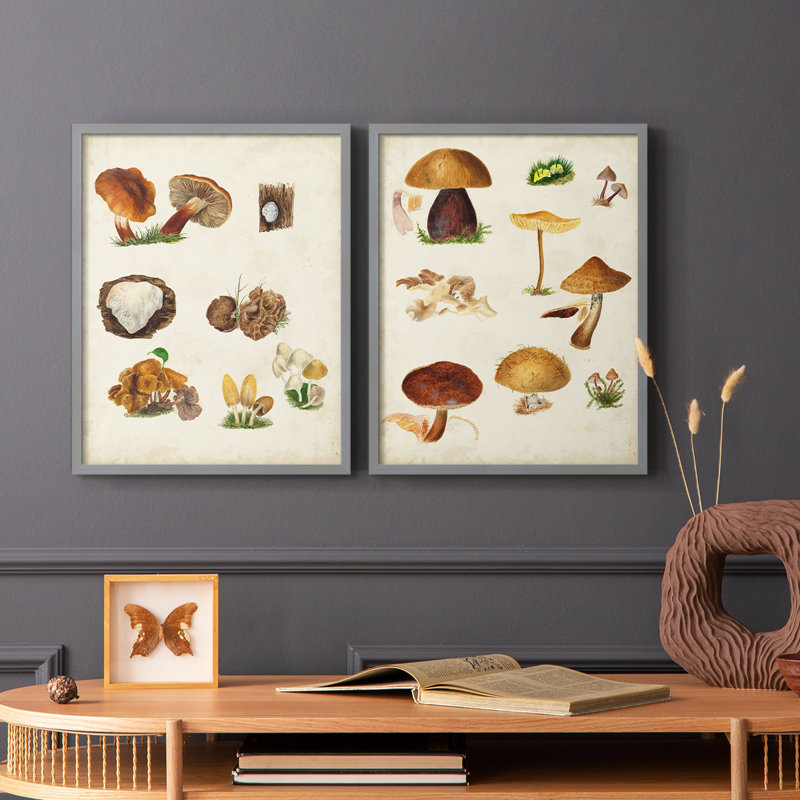 Reproduction encadrée de champignon I-Premium - prêt à être accroché - aucun clou requis - aucun clou requis, Vert