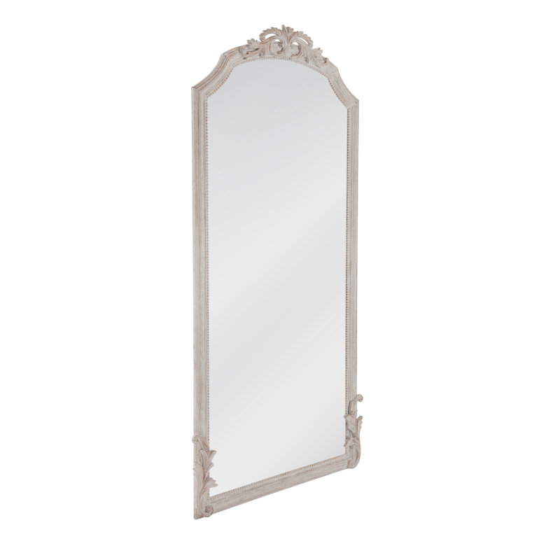 Distressed White Rectangular Wood Floor Mirror