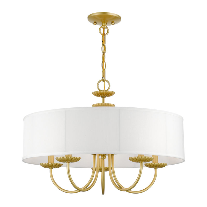 Sampson 5 - Light Shaded Drum Chandelier, Soft Gold