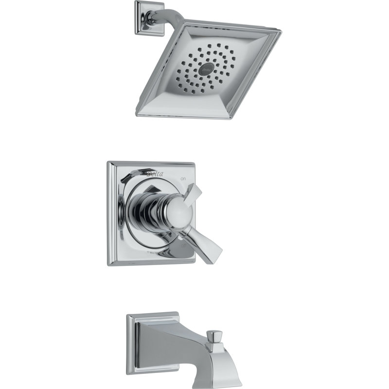 Robinet inverseur pour baignoire et douche avec poignée levier et moniteur Dryden, Chrome