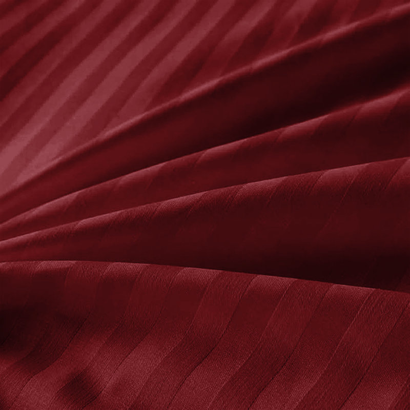 Striped 4-Piece Microfiber Bedding Set, Duvet Cover, Fitted Sheet & Pillowcases , Burgundy Striped