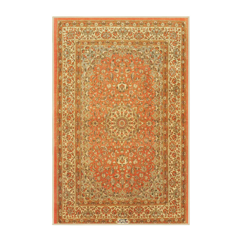 Tapis oriental jaune / orange / brun, Rectangle 5 pi x 7 pi