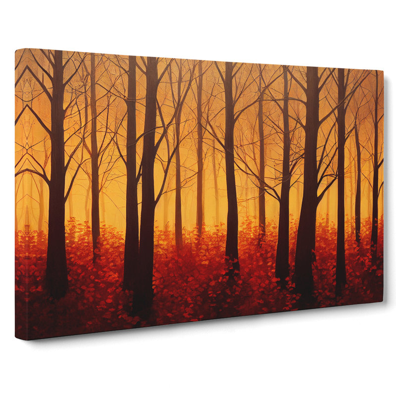 Sunset Over Autumn Forest Vol.3 - Wrapped Canvas, 40cm H x 60cm W x 3cm D