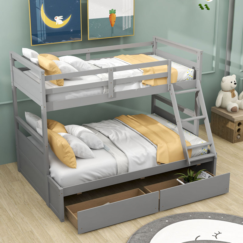 Lit superposé simple au-dessus de double avec tiroirs Somer Kids, gris