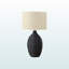 Lampe de table standard en rotin noir et lin Marin, H 29,23 po x l 15,85 po x P 15,85 po