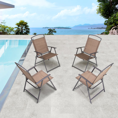 Spooner Patio Metal Folding Outdoor Dining Armchair