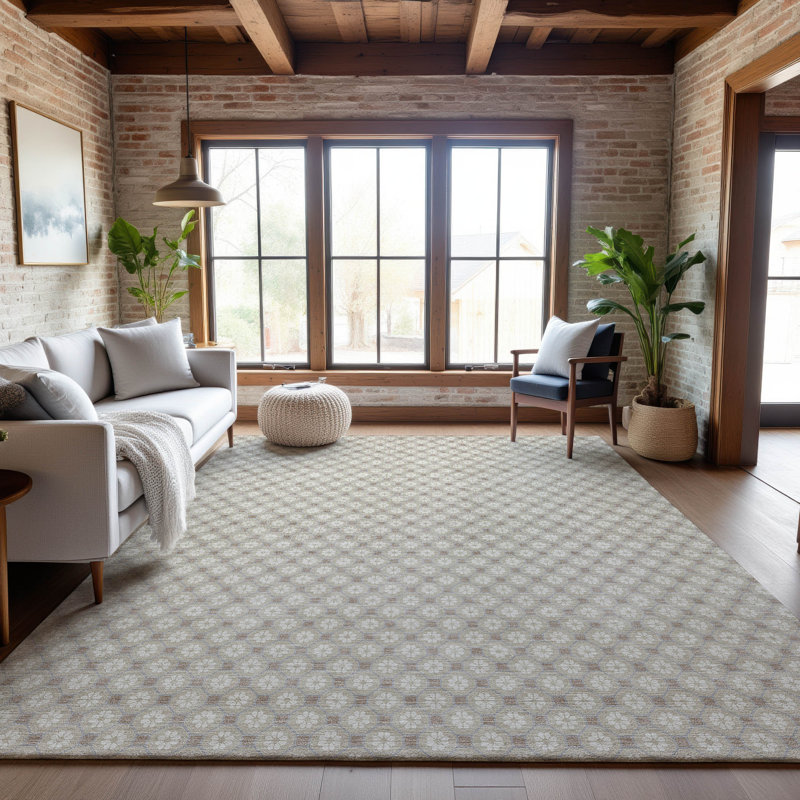 Premium Machine Washable Elize AMF1428 Lattice Rug, Rectangle 9' x 12'