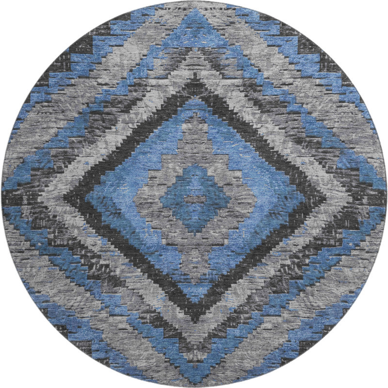 Premium Machine Washable Mayfield AMF1890 Aztec Rug, Round 8'