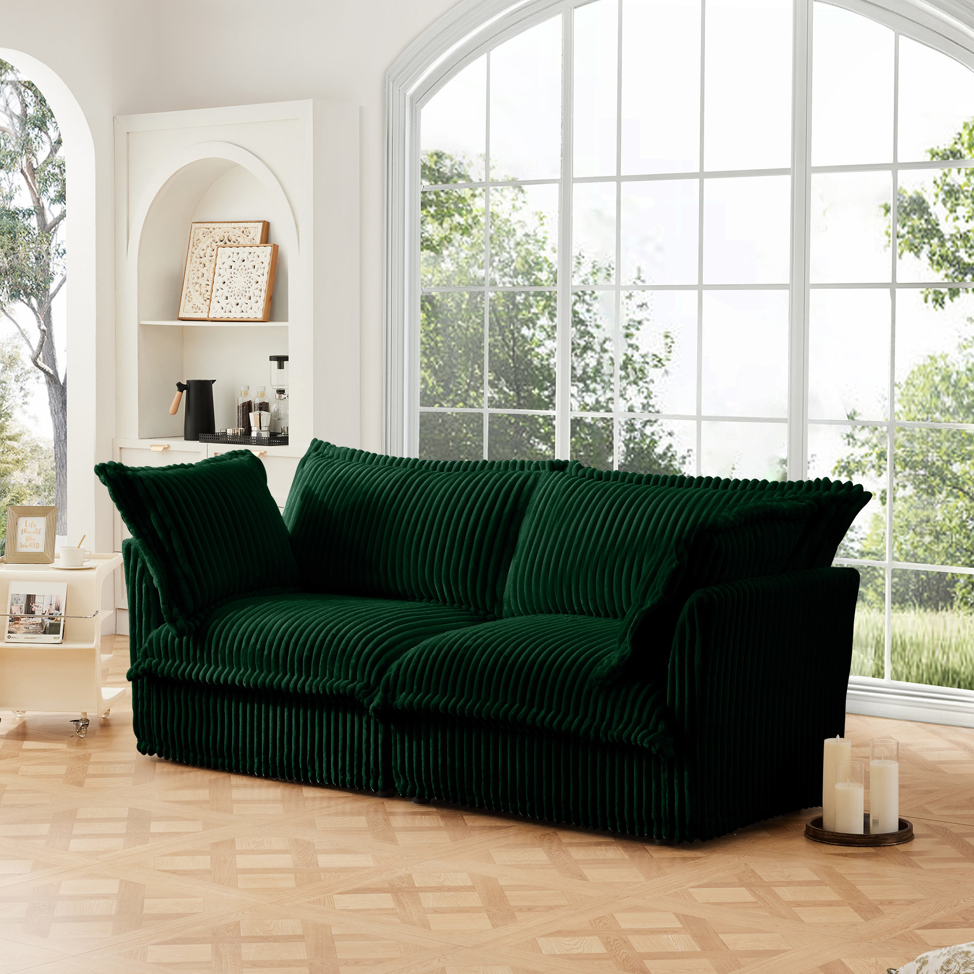 Latitude Run® Elegant Green Corduroy 2seat Modular Sofa For Cozy — free download