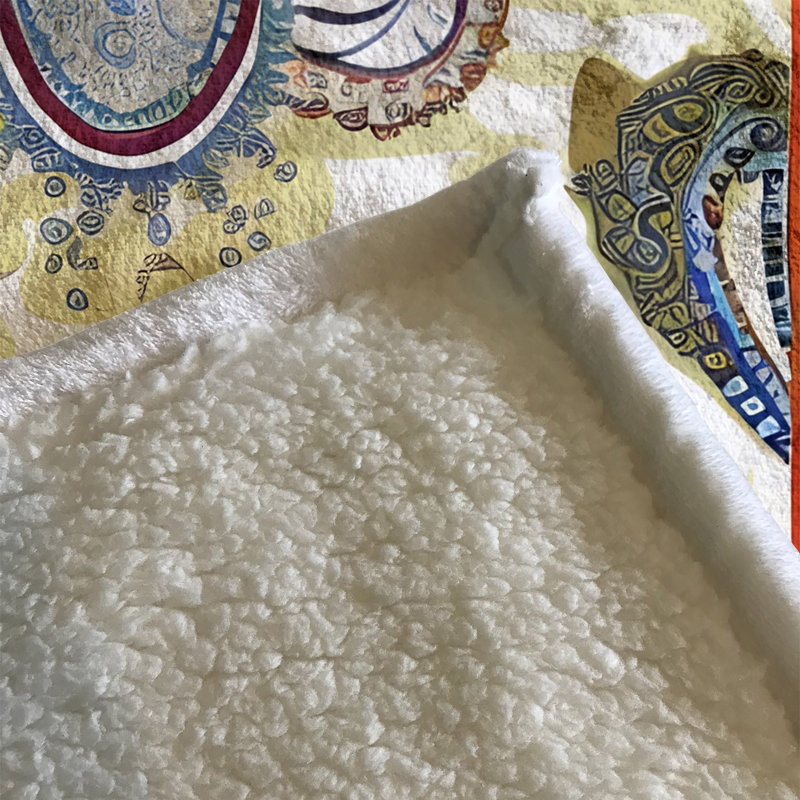 Throw Blanket, 51" W x 60" L, Yellow/Red/Blue, Paisley/Abstract
