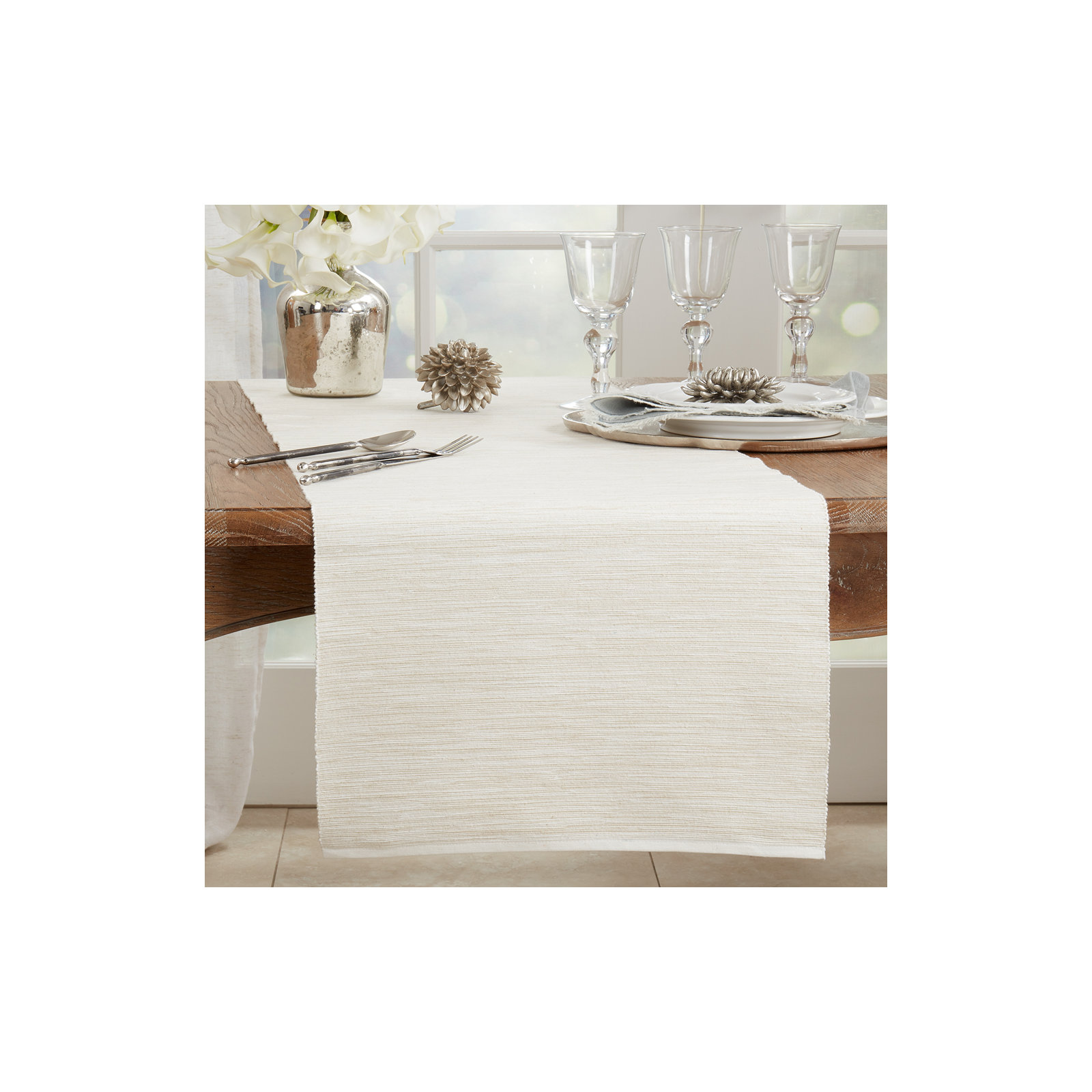 Bay Collection No Pattern Table Runnner, Natural
