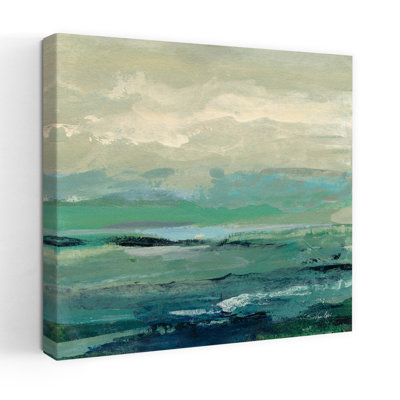 Coastal Turquoise Bay I With Abstract Aqua Art by Silvia Vassileva - Wrapped Canvas Print