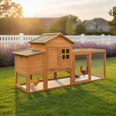 80" Large Chicken Coop, Waterproof Outdoor Hen House For 2-6 Chickens, Wooden Chicken House With Nesting Box,  For Garden Backyard Cage,outdoor Weatherproof Small Animal Cages