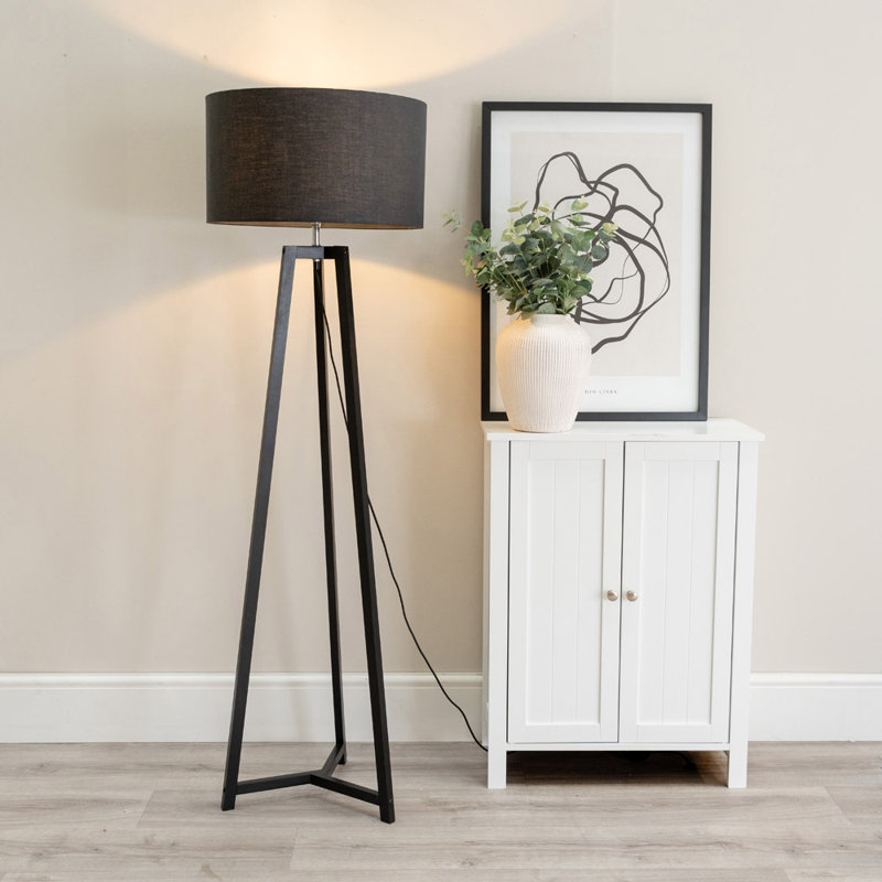 Rhavyn 148cm Traditional Floor Lamp, Charcoal, Matte Black