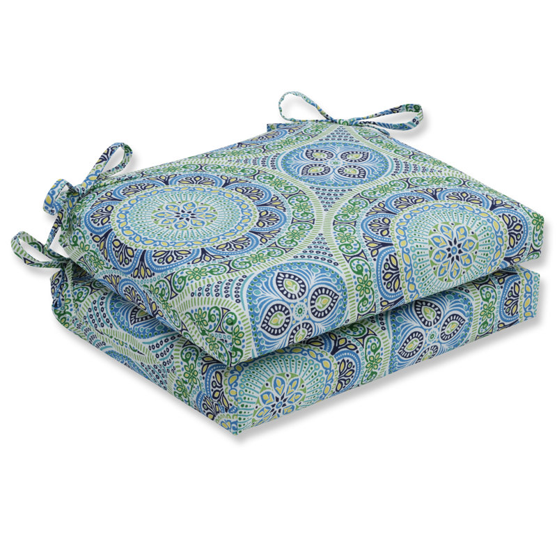 Sharwari Outdoor 3'' Barstool Cushion, Blue/Green, 3" H x 16" W x 18.5" D