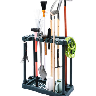10 - Slot Garden Tool Stand For Garage And Yard Storage Pp Holder Long Handled Gardening Tools, Dark , Space Saving Solution Organizer With Slots Tower Rack Design
