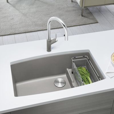 Performa Cascade SILGRANIT 32" Single Bowl Undermount Kitchen Sink with Colander - Truffle