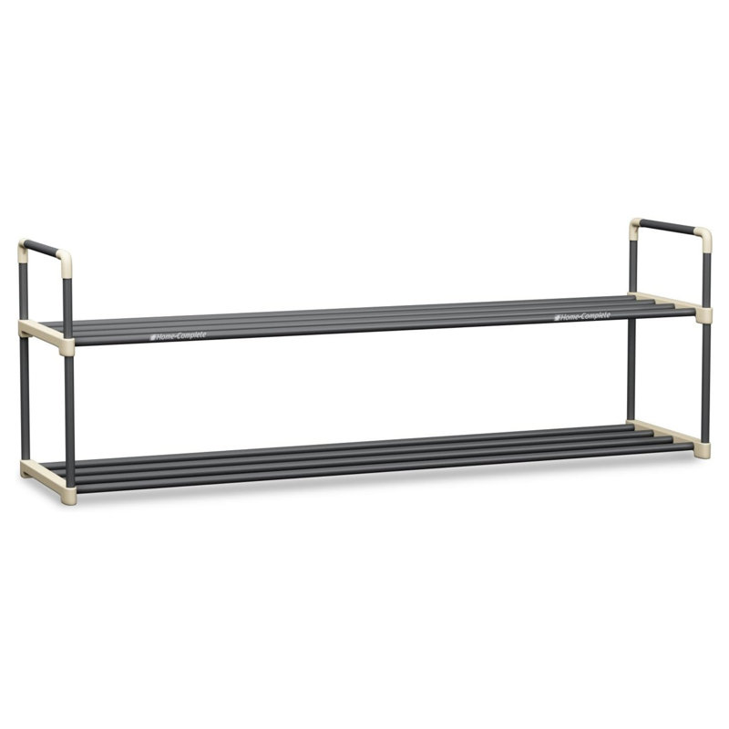 Home-Complete Shoe Rack - 2-Tier Shoe Organizer for Closet, Bathroom, Entryway - Shelf Holds 10 Pairs Sneakers, Heels, Boots