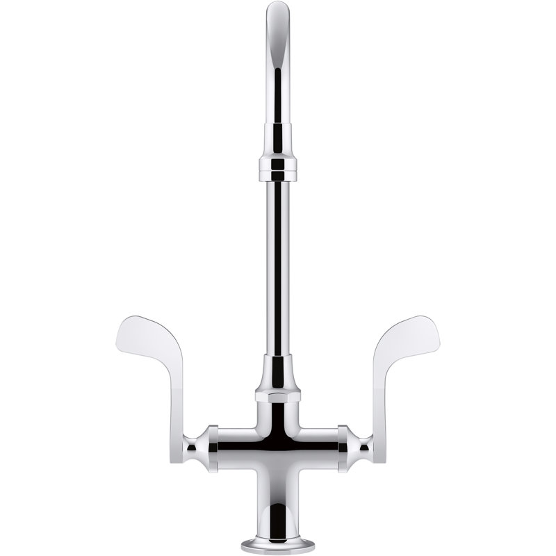 Triton Bowe 0.5 GPM Monoblock Gooseneck Bathroom Sink Faucet with Aerated Flow and Wristblade Handles, Drain Not Included