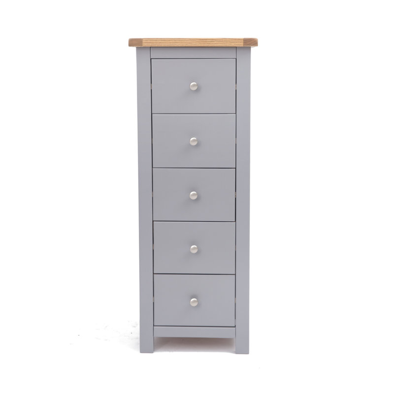 Edmund 45cm W 5 - Drawer Chest of Drawers, Natural/Grey/Chrome