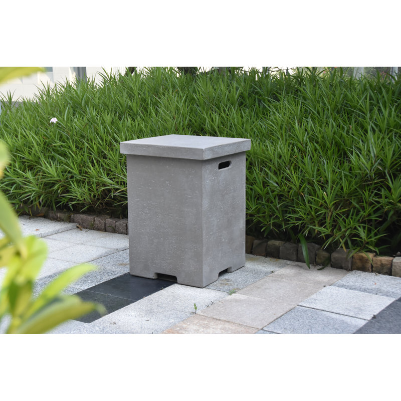 Gray Concrete Propane Tank Cover and Side Table